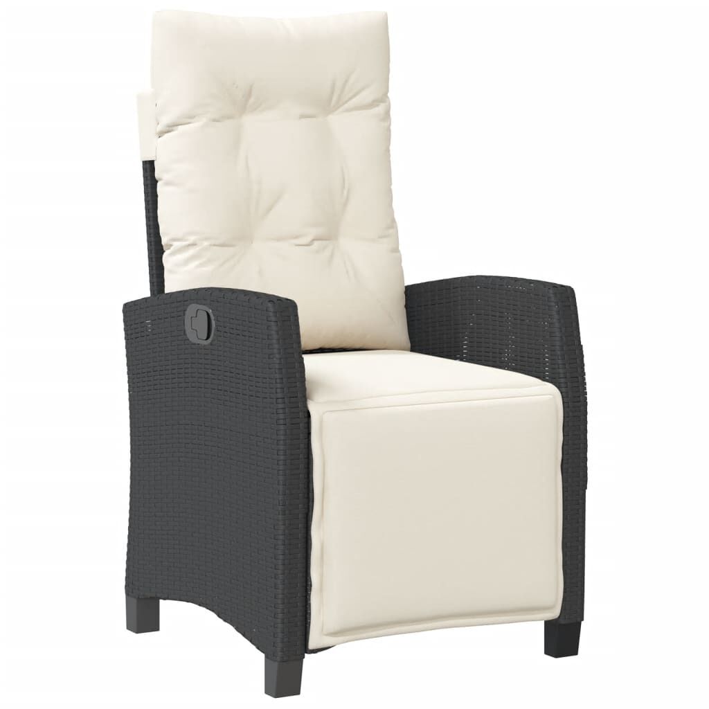 vidaXL Reclining Garden Chairs 2 pcs with Footrest Black Poly Rattan