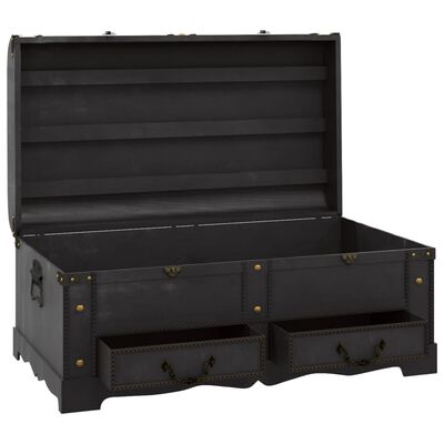 vidaXL Treasure Chest Wood Black 90x51x42 cm,  vidaXL Treasure Chest Wood Black 90x51x42 cm