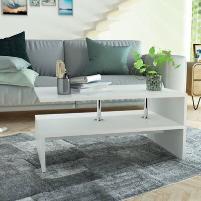 vidaXL Coffee Table Engineered Wood 90x59x42 cm White, white vidaXL Coffee Table Engineered Wood 90x59x42 cm White