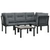 vidaXL 5 Piece Garden Lounge Set Black and Grey Poly Rattan