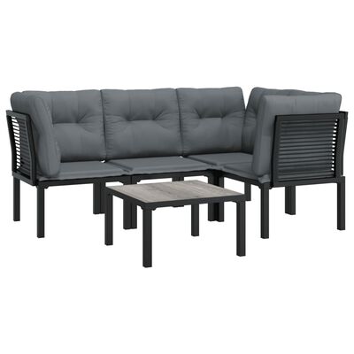 vidaXL 5 Piece Garden Lounge Set Black and Grey Poly Rattan,  vidaXL 5 Piece Garden Lounge Set Black and Grey Poly Rattan
