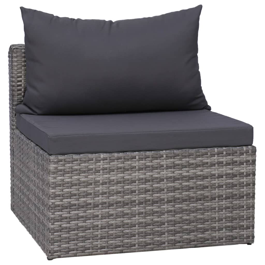 vidaXL 3 Piece Garden Sofa Set with Cushions Grey Poly Rattan