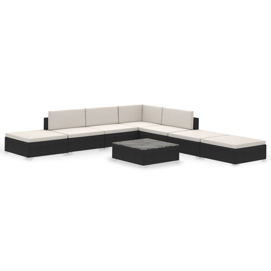 vidaXL 8 Piece Garden Lounge Set with Cushions Poly Rattan Black