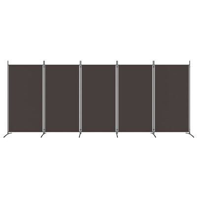 vidaXL 5-Panel Room Divider Brown 433x180 cm Fabric, brown vidaXL 5-Panel Room Divider Brown 433x180 cm Fabric