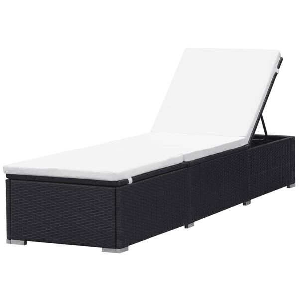 vidaXL Sun Loungers with Cushions 2 pcs Poly Rattan Black