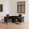 vidaXL 5 Piece Garden Dining Set Poly Rattan Black