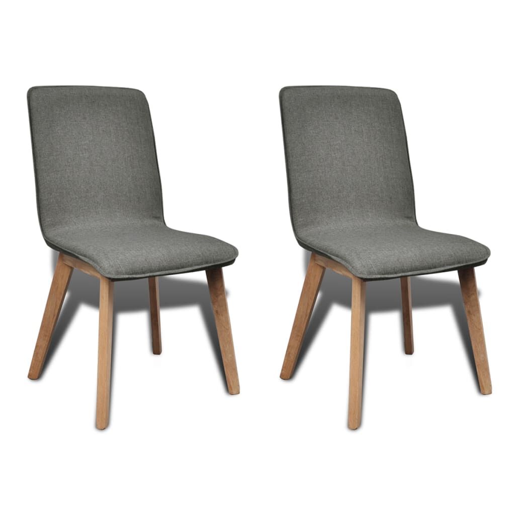 Oak Indoor Fabric Dining Chair Set 2 pcs Dark Grey