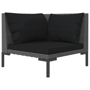 vidaXL Garden Sofa with Cushions Half Round Poly Rattan