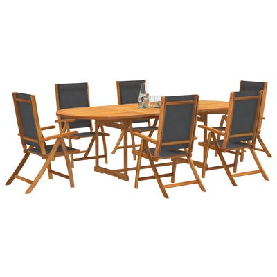 vidaXL 7 Piece Garden Dining Set Solid Wood Acacia and Textilene,  vidaXL 7 Piece Garden Dining Set Solid Wood Acacia and Textilene
