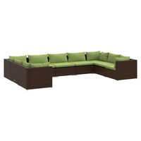 vidaXL 9 Piece Garden Lounge Set with Cushions Poly Rattan Brown