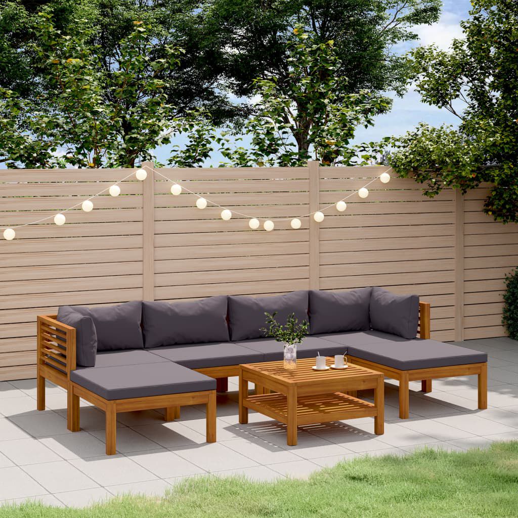 vidaXL 7 Piece Garden Lounge Set with Cushion Solid Acacia Wood