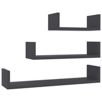 vidaXL Wall Display Shelf 3 pcs Grey Engineered Wood
