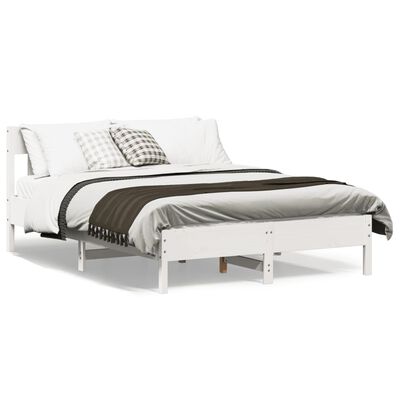 vidaXL Bed Frame with Headboard White 160x200 cm Solid Wood Pine