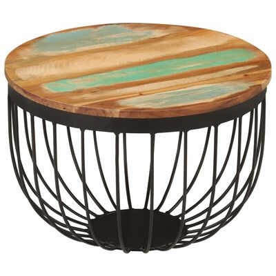 vidaXL Coffee Table Ø50x35 cm Solid Wood Reclaimed and Steel,  vidaXL Coffee Table Ø50x35 cm Solid Wood Reclaimed and Steel