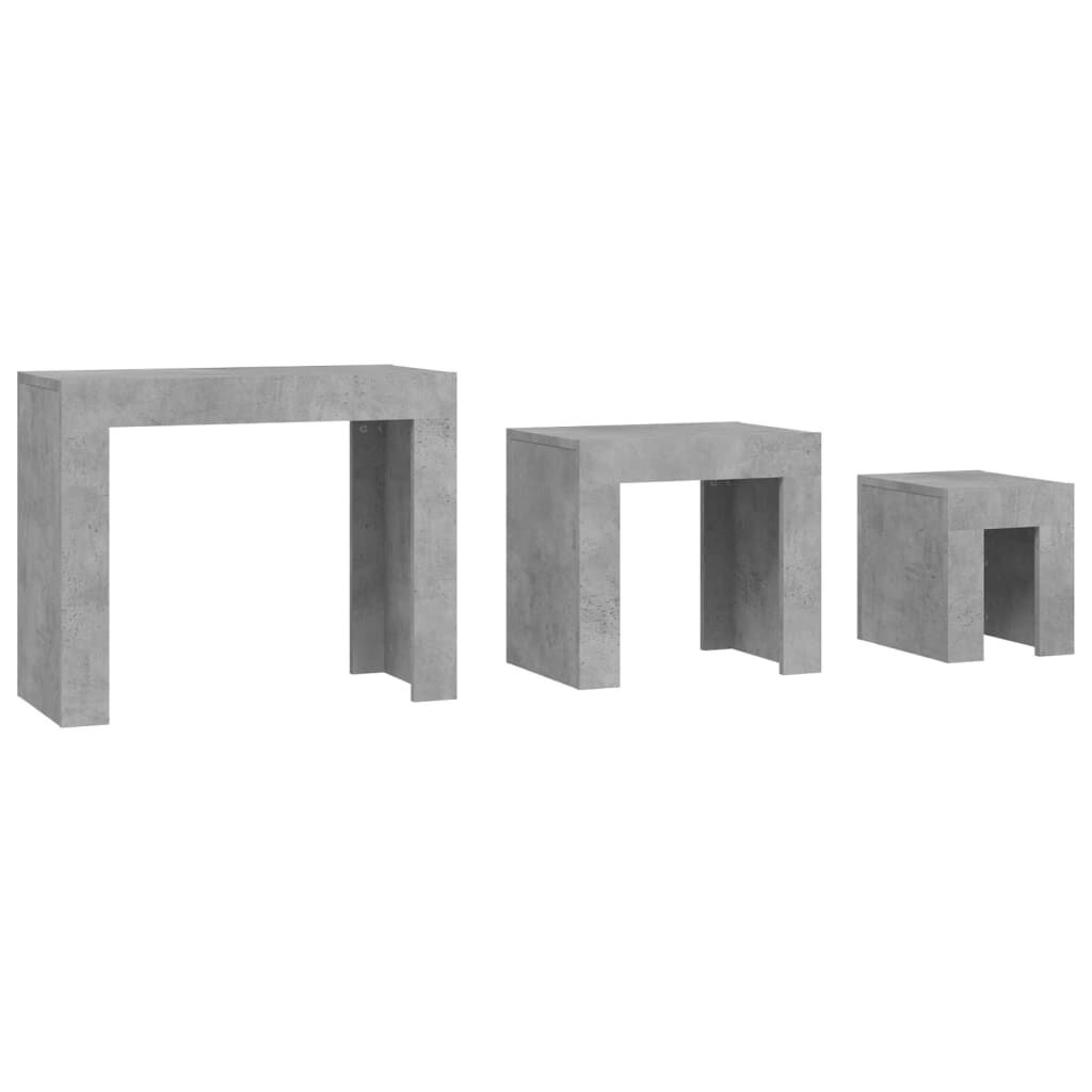 vidaXL Nesting Coffee Tables 3 pcs Concrete Grey Engineered Wood