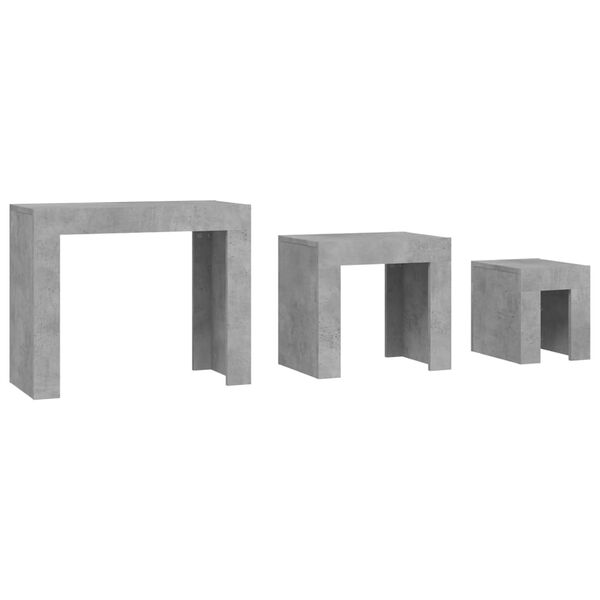 vidaXL Nesting Coffee Tables 3 pcs Concrete Grey Engineered Wood