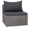 vidaXL 6 Piece Garden Sofa Set with Cushions & Pillows Poly Rattan Grey