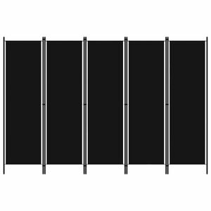 vidaXL 5-Panel Room Divider Black 250x180 cm