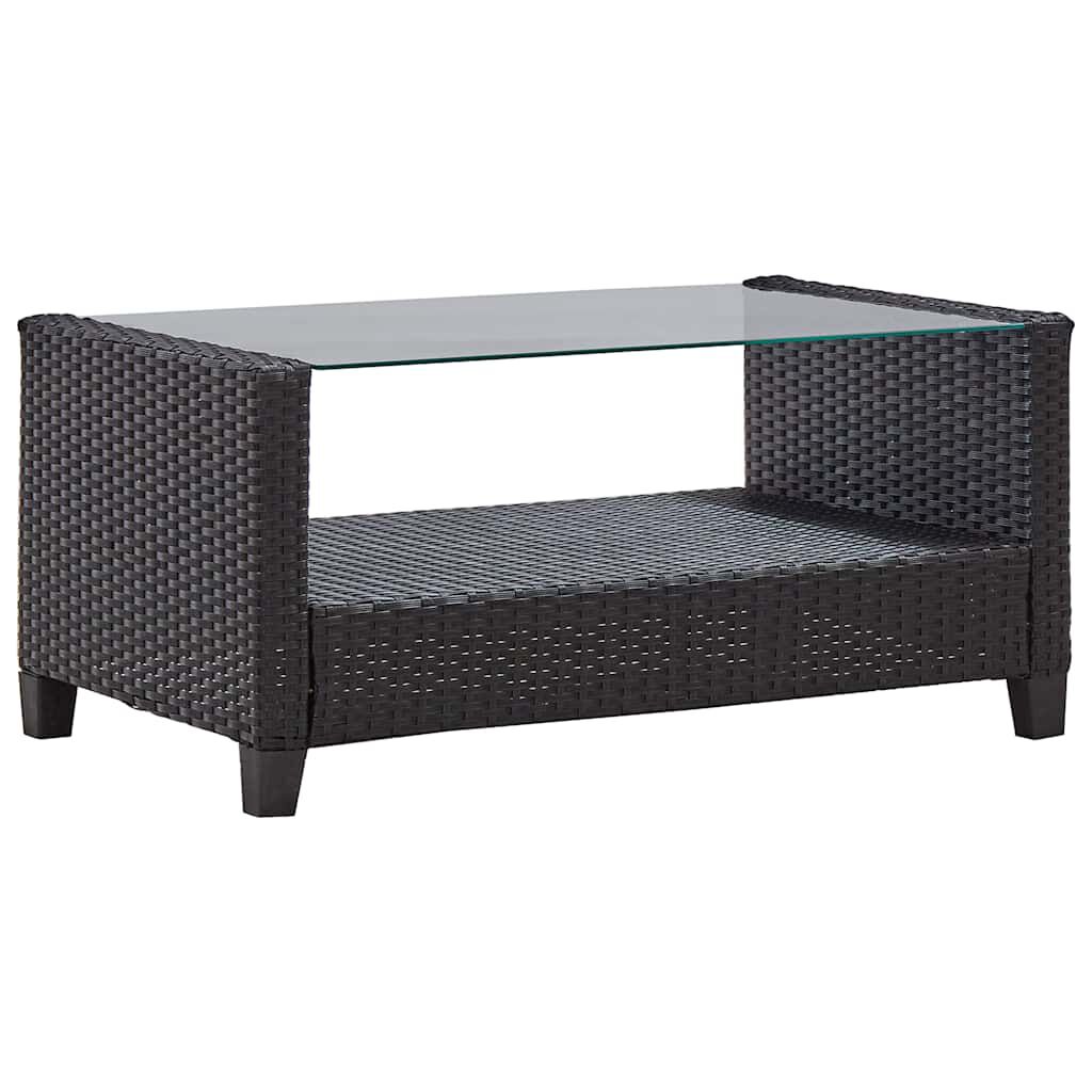 vidaXL 6 Piece Garden Sofa Set with Cushions Poly Rattan Black
