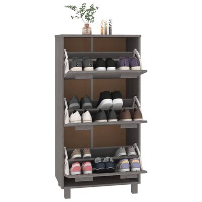 vidaXL Shoe Cabinet HAMAR Light Grey 59.5x35x117 cm Solid Wood Pine, light grey vidaXL Shoe Cabinet HAMAR Light Grey 59.5x35x117 cm Solid Wood Pine