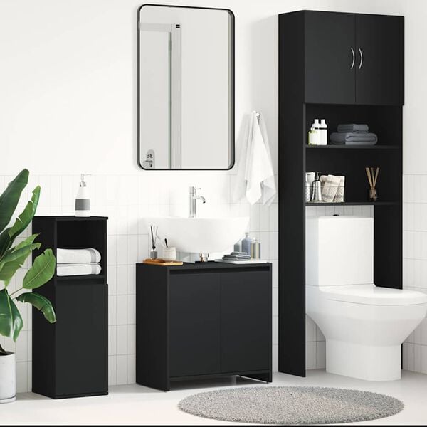 vidaXL Bathroom Cabinet Black 60x33x61 cm Engineered Wood