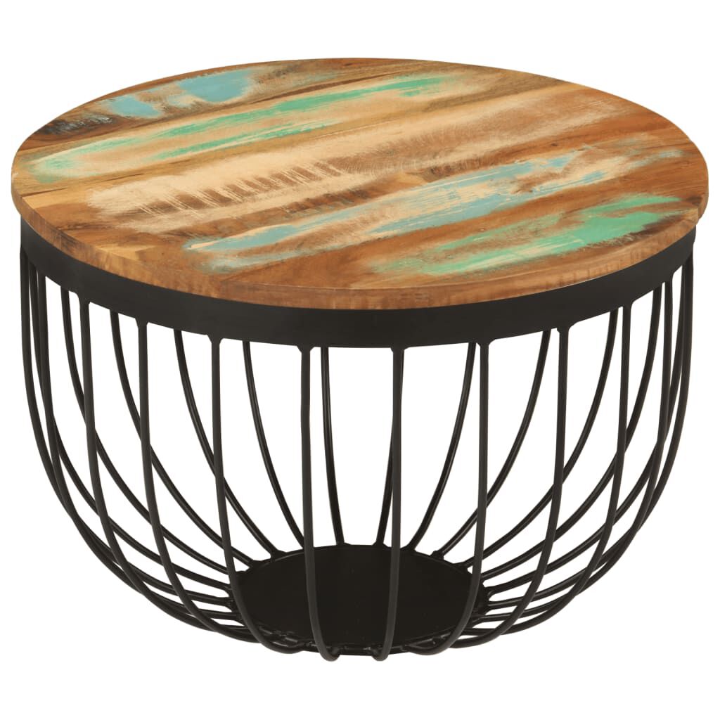 vidaXL Coffee Table Ø50x35 cm Solid Wood Reclaimed and Steel