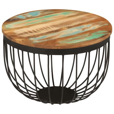 vidaXL Coffee Table Ø50x35 cm Solid Wood Reclaimed and Steel,  vidaXL Coffee Table Ø50x35 cm Solid Wood Reclaimed and Steel