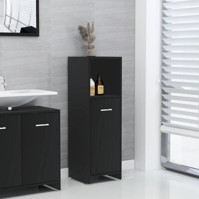 vidaXL Bathroom Cabinet Black 30x30x95 cm Engineered Wood, black vidaXL Bathroom Cabinet Black 30x30x95 cm Engineered Wood