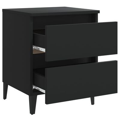 vidaXL Bed Cabinets 2 pcs Black 40x35x50 cm Engineered Wood, black vidaXL Bed Cabinets 2 pcs Black 40x35x50 cm Engineered Wood
