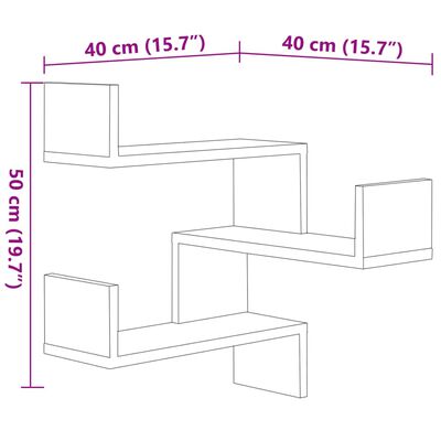 vidaXL Wall Corner Shelf 2 pcs Black 40x40x50 cm Engineered Wood, black vidaXL Wall Corner Shelf 2 pcs Black 40x40x50 cm Engineered Wood