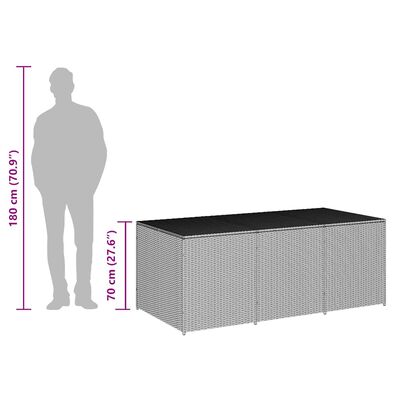 vidaXL Garden Storage Box Poly Rattan 180x90x70 cm Grey, grey vidaXL Garden Storage Box Poly Rattan 180x90x70 cm Grey