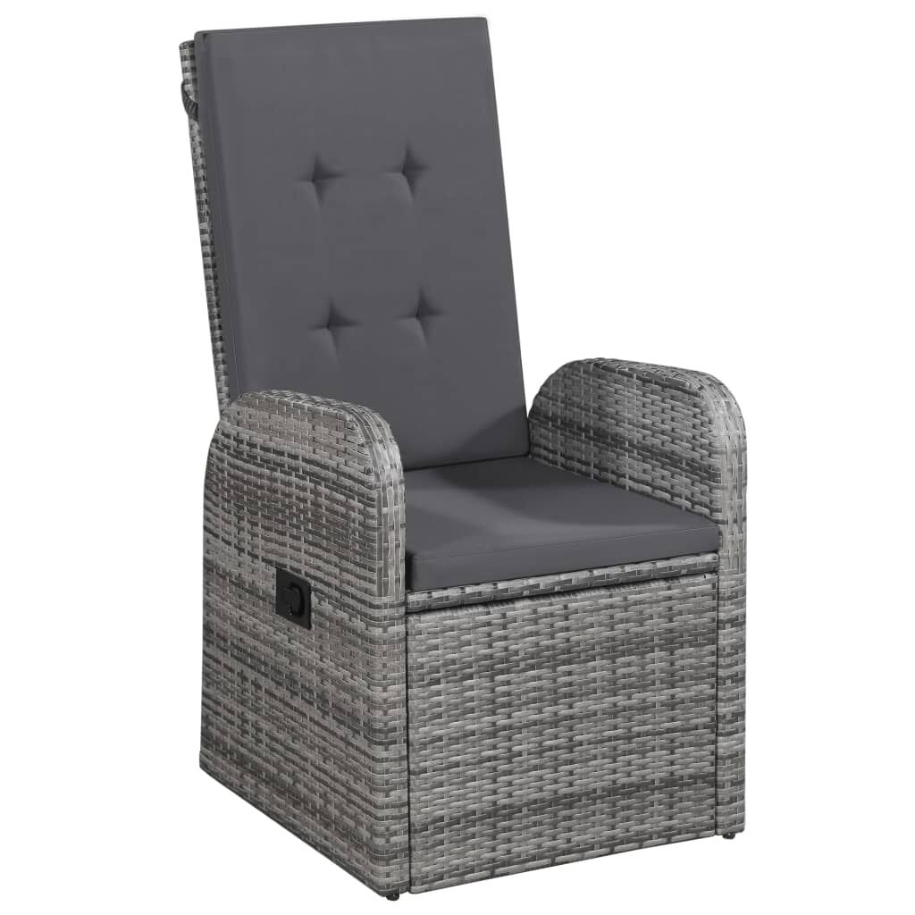 vidaXL 9 Piece Garden Dining Set with Cushions Grey