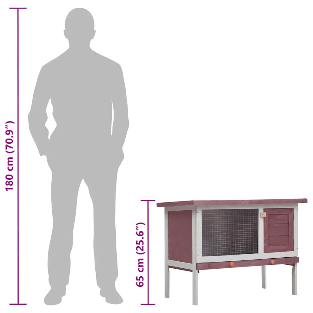 vidaXL Outdoor Rabbit Hutch 1 Layer Brown Wood