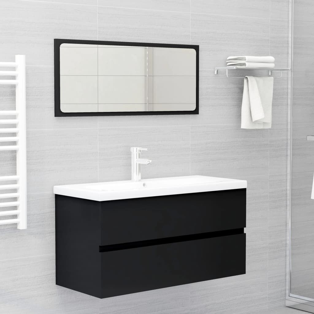 vidaXL Sink Cabinet Black 90x38.5x45 cm Engineered Wood