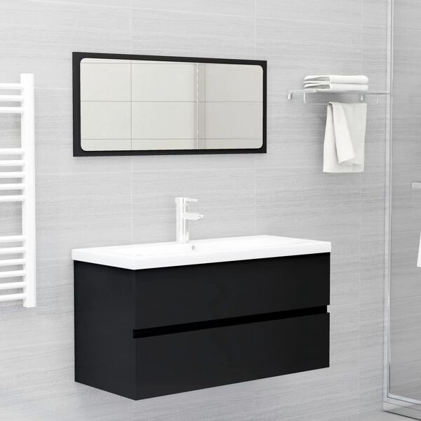 vidaXL Sink Cabinet Black 90x38.5x45 cm Engineered Wood