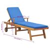 vidaXL Sun Lounger with Cushion Solid Teak Wood Blue