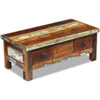 vidaXL Coffee Table Drawers Solid Reclaimed Wood 90x45x35 cm, multicolour vidaXL Coffee Table Drawers Solid Reclaimed Wood 90x45x35 cm
