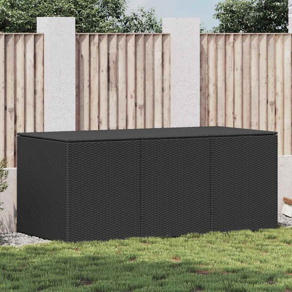 vidaXL Garden Storage Box Poly Rattan 180x90x70 cm Black