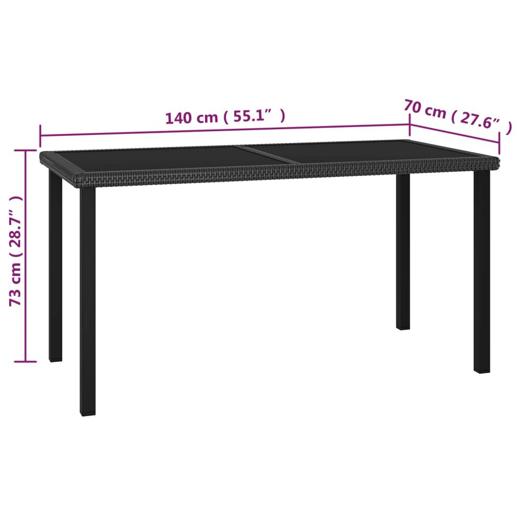 vidaXL 5 Piece Garden Dining Set Poly Rattan Black