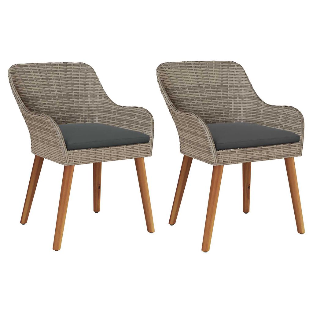 vidaXL Outdoor Chairs with Cushions 2 pcs Poly Rattan Black