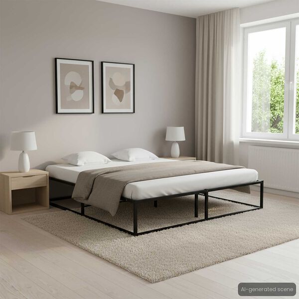 vidaXL Bed Frame without Mattress Black Metal 160x200 cm