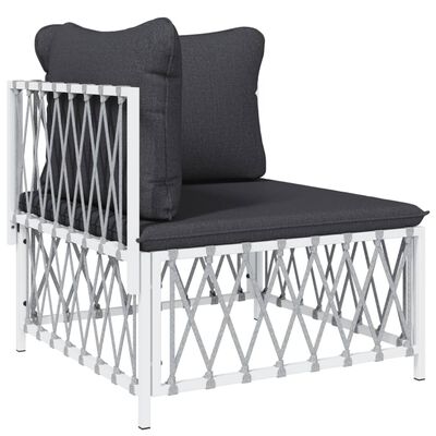 vidaXL 7 Piece Garden Lounge Set with Cushions White Steel, white vidaXL 7 Piece Garden Lounge Set with Cushions White Steel
