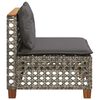 vidaXL Garden Sofa Armless with Cushions Grey Poly Rattan