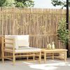 vidaXL 2 Piece Garden Lounge Set with Cream White Cushions Bamboo