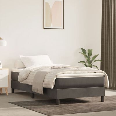 vidaXL Box Spring Bed Frame Dark Grey 90x200 cm Velvet, dark grey vidaXL Box Spring Bed Frame Dark Grey 90x200 cm Velvet