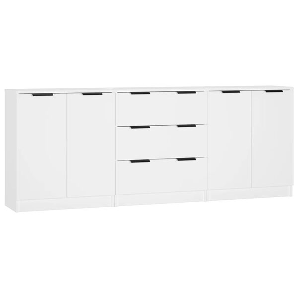 vidaXL 3 Piece Sideboards White Engineered Wood