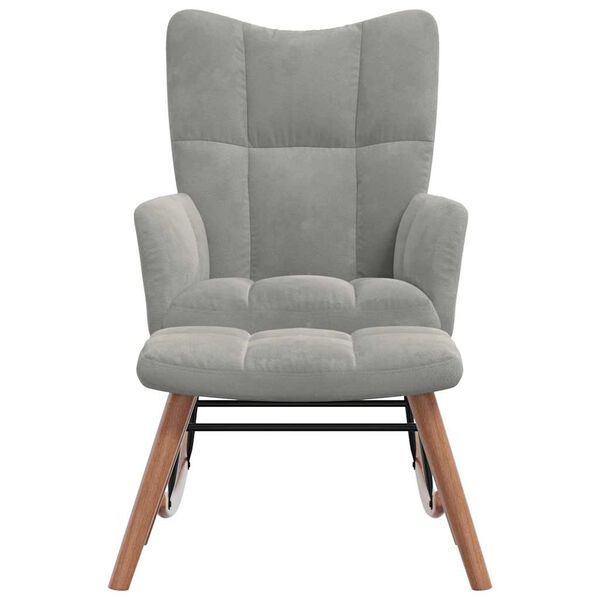 vidaXL Rocking Chair with a Stool Light Grey Velvet