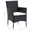 vidaXL 3 Piece Garden Dining Set with Cushions Poly Rattan Black