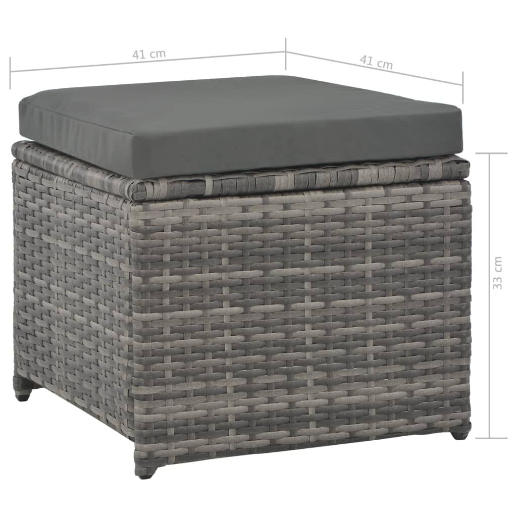 vidaXL 7 Piece Outdoor Dining Set with Cushions Poly Rattan Grey