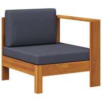 vidaXL Middle Sofa with 1 Armrest Dark Grey Solid Acacia Wood, dark grey vidaXL Middle Sofa with 1 Armrest Dark Grey Solid Acacia Wood